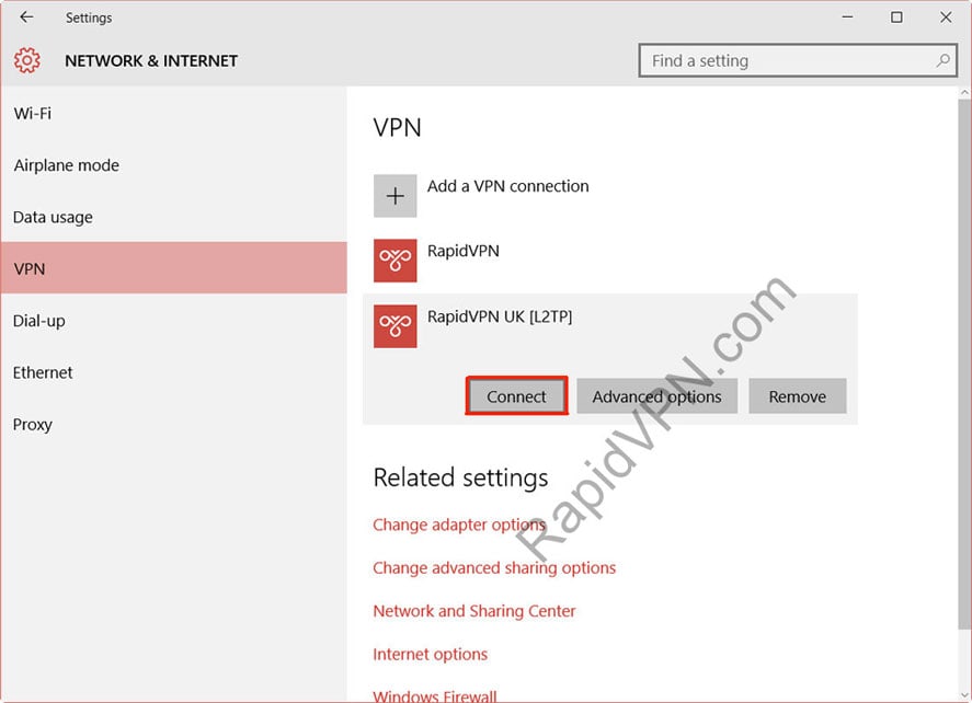 PPTP VPN connection on Windows 10 - Step 5